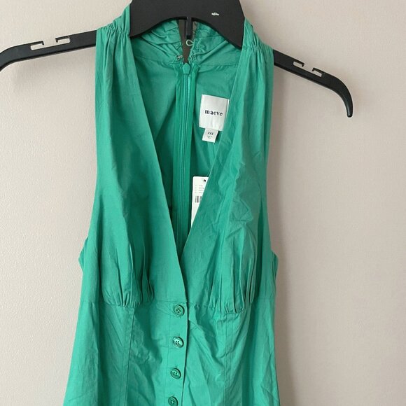 NWT Maeve Halter V-Neck Drop-Waist Midi Dress Anthropologie Sundress size XXS - Picture 5 of 11